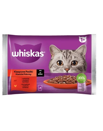 WHISKAS pui si vita in sos 4x85g hrana umeda pisica adulta