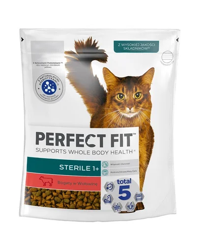 PERFECT FIT Steril 1+ 750g Hrana uscata carne de vita pentru pisici dupa sterilizare