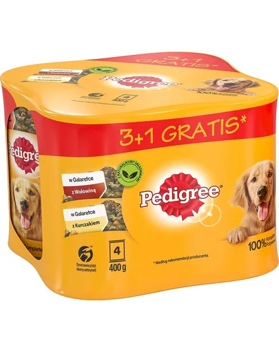 PEDIGREE Adult Conserve pentru caini 4x400 g cu pui si vita in aspic