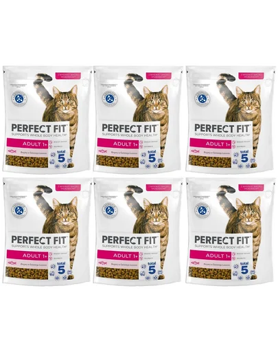 PERFECT FIT Adult 1+ 6x750 g Mancare uscata cu somon pentru pisica