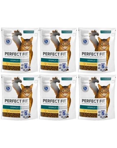 PERFECT FIT Sterile 1+ 6x750 g Mancare uscata pisici sterilizate, cu pui