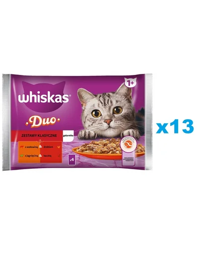 WHISKAS Adult Set 52x85 g plicuri hrana umeda pisica Classic Meals bucati de vita, pasare, miel si rata in jeleu