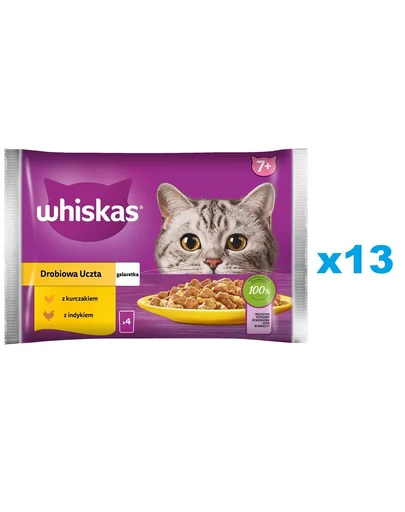 WHISKAS Senior pliculete 52x85g hrana pisici senior in jeleu cu: pui, curcan