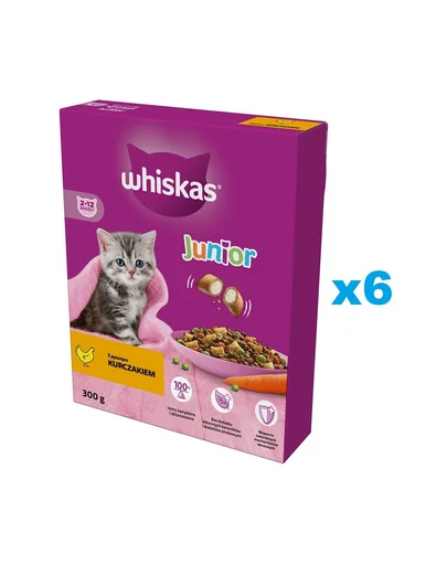 WHISKAS Junior 6x300 g hrana pentru pisoi cu pui delicios