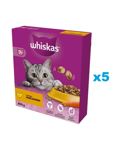 WHISKAS Senior 5x800g hrana pisici senior, cu pui delicios
