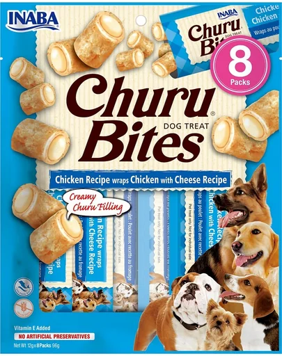 INABA Churu Bite Chicken 8x12g recompensa cu pui si branza pentru caini