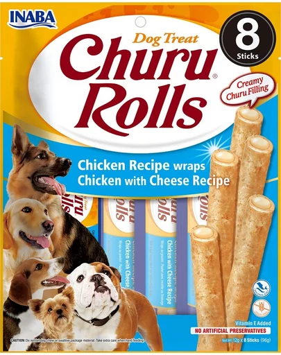 INABA Churu Rolls Chicken 8x12g rulouri pentru caini cu pui si branza
