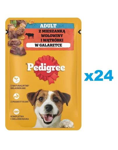 PEDIGREE Adult Pachet hrana umeda caini, vita si ficat in aspic 24x100g