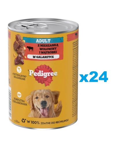 PEDIGREE Adult 24x400 g Conserve hrana umeda caini adult, cu vita si ficat in aspic