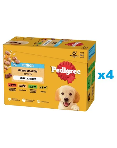 PEDIGREE Junior Pachet hrana umeda pentru catei, sortiment mixt 48x100g