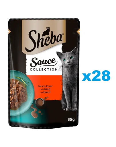 SHEBA Sauce Collection plic cu vita in sos 28x85 g mancare umeda completa pentru pisici adulte