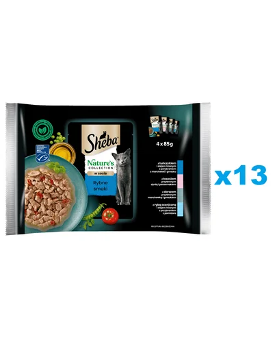 SHEBA Nature’s Collection 52x85 g hrana la plic cu sos pentru pisica, mix peste