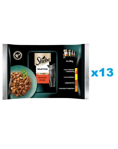 SHEBA Selection mix pliculete 52x85 g in sos cu vita, miel, pui, curcan
