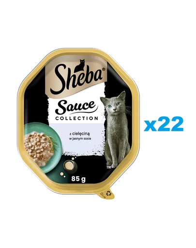 SHEBA Sauce Collection 22x85 g hrana cu vitel in sos pentru pisici adulte
