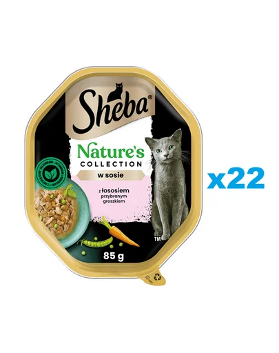 SHEBA Nature’s Collection somon si mazare in sos 22x85 g hrana umeda completa pentru pisici adulte