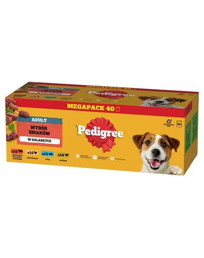 PEDIGREE Adult plicuri in aspic pentru caini 40x100g cu vita, pui, peste, pasare