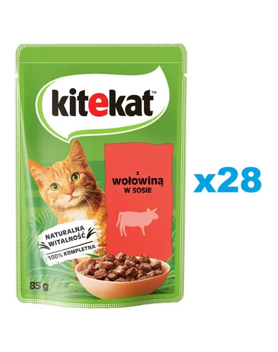 KITEKAT Plicuri hrana pisici adulyte, cu vita in sos 28x85 g