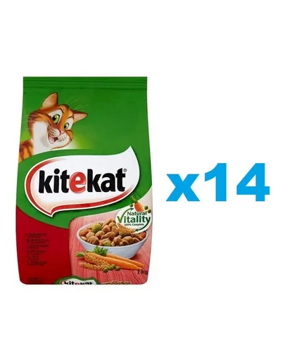 KITEKAT mancare uscata pentru pisici cu carne de vita si legume 14x300g