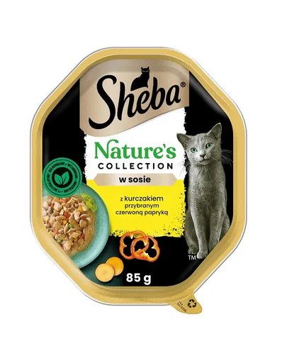 SHEBA Nature's Collection 85 g Mancare umeda pisica adulta, cu pui si ardei in sos