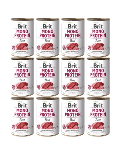 BRIT Mono Protein Beef 12x400 g cu vita, hrana monoproteica pentru caini