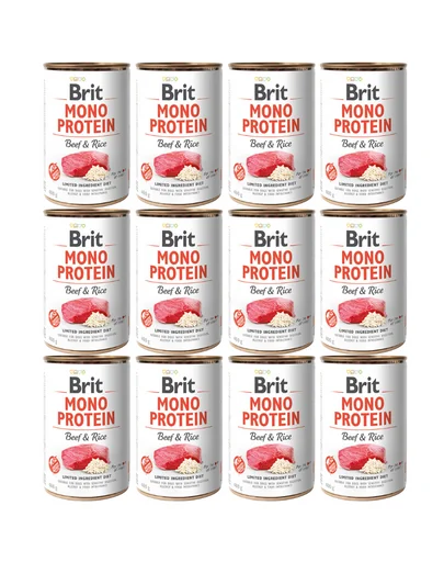 BRIT Mono Protein Beef & Rice 12x400 g vita si orez pentru caini, hrana monoproteica