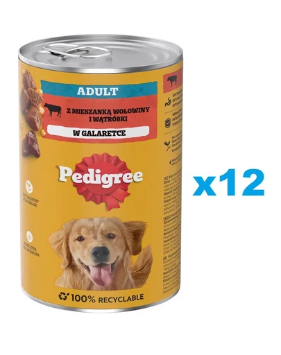 PEDIGREE Adult Conserve caine adult, cu vita si ficat in aspic 12x1200g