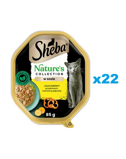 SHEBA Nature’s Collection tavi hrana 22x85 g hrana umeda pentru pisici adulte bucati cu pui in sos