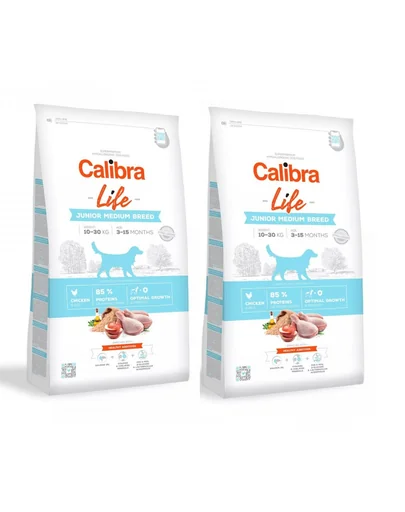 CALIBRA Dog Life Junior Medium Breed Chicken hrana uscata pentru caini juniori de talie medie 24 kg (2 x 12 kg)