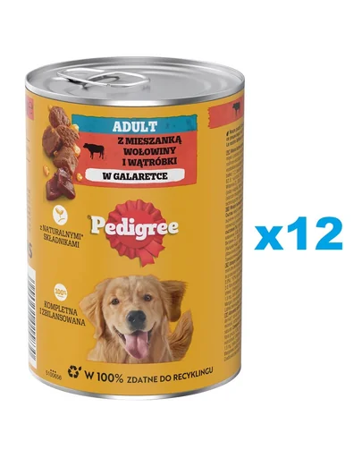 Conserve PEDIGREE Adult 12x400g pentru caini, cu vita si ficat in aspic