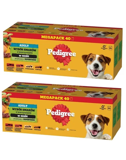 PEDIGREE Adult plicuri caini 80x100g mix arome in sos pui, vita, curcan, miel cu legume