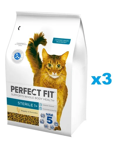 PERFECT FIT Sterile 1+ 3x2,8 kg hrana pisici sterilizate, cu pui