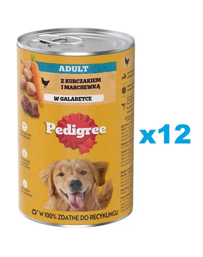 PEDIGREE Adult conserve caini adulti 12x1200g pui si morcovi in aspic