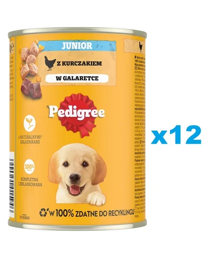 PEDIGREE Junior 12 x 400g pui in aspic hrana umeda caini juniori