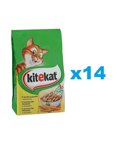KITEKAT pachet hrana uscata pisica, pui si legume 14x300g