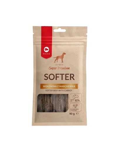 MACED Super Premium Softer Recompense pentru caini, cu carne de vita si morcovi 90g