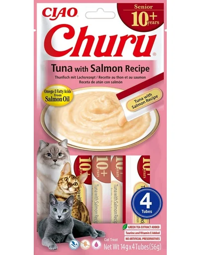 INABA Churu Cat Senior Tuna with Salmon 4x14g recompensa pisici senioare cu ton si somon