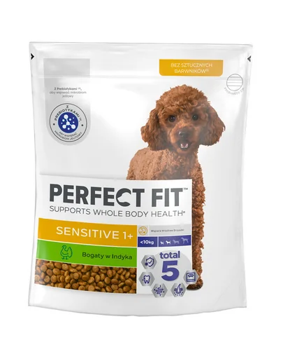 PERFECT FIT Sensitive 1+ bogat in curcan 825 g hrana caine adult rasa mica