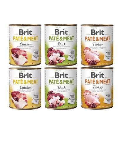 BRIT Pate&amp;Meat Mix arome de pasare 6x800 g pate caini