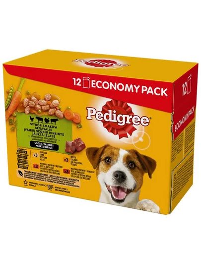 PEDIGREE Mix mancare umeda caine, vita si miel, vita si ficat, pui, curcan, in sos 12x100g