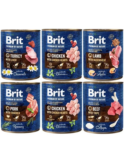 BRIT Premium by Nature Mix arome 6x800 g conserve mixte hrana caini