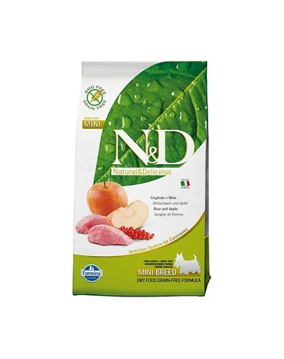 N&amp;D Boar &amp; Apple Adult Mini Hrana uscata caini talie mica, cu mistret si mar 800 g