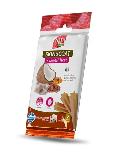 FARMINA N&amp;D Quinoa Dental Treat Skin Coat Herring Medium/Maxi 100 g Batoane dentare cu hering, pentru caine talie medie si mare