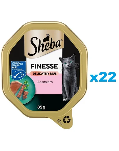 SHEBA Finesse mousse fin cu somon 22x85 g hrana umeda pisici adulte