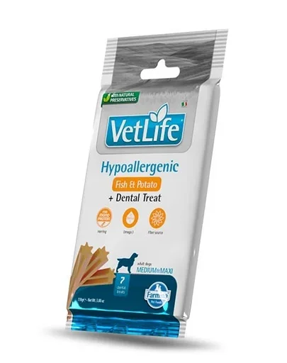 FARMINA Vet Life Dental Treat Hypoallergenic Fish Medium/Maxi 100 g batoane dentare pentru caini de talie medie si mare, cu peste