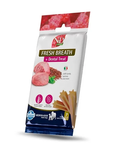 FARMINA N&D Quinoa Dental Treat Fresh breath Medium/Maxi 100 g gustare dentara cu quinoa pentru caini talie medie si mare