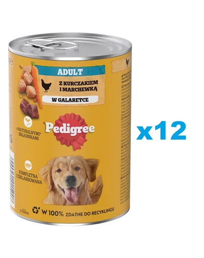 PEDIGREE Adult conserve pentru caini 12x400g cu pui si morcovi in aspic