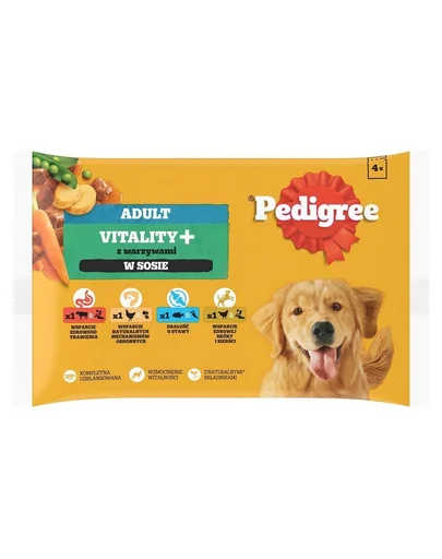 PEDIGREE Adult Vitality+ hrana caine 4x85 g in sos, mix arome