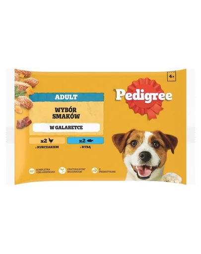 PEDIGREE Adult plicuri hrana caini 4x100 g in gelatina cu pui si peste