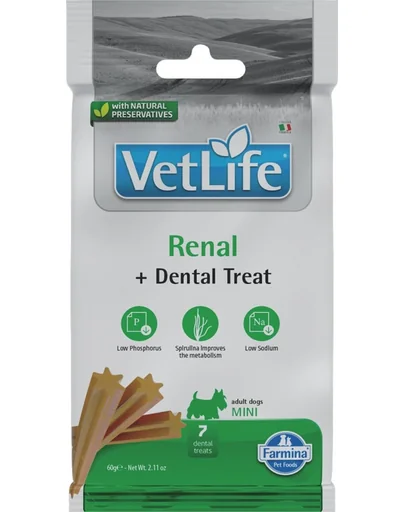 FARMINA Vet Life Dental Treat Renal Mini 60 g gustare dentara caini cu probleme renale, de rase mici