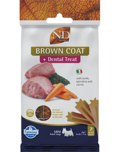FARMINA N&D Brown Dental Treat Coat Lamb Mini 60 g gustare dentara caini de rase mici, cu miel